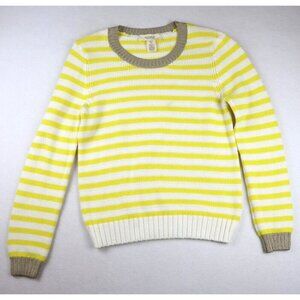 WORKSHOP ANDREA JOVINE - WOMEN'S YELLOW & WHITE STRIPED PULLOVER SWEATER - XL